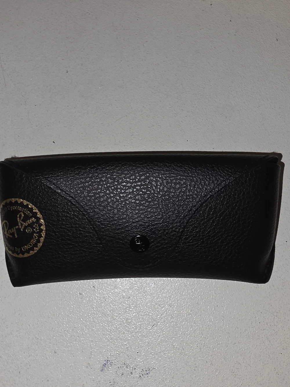 Ray-Ban Black Leather Sunglasses Case with Gold Logo